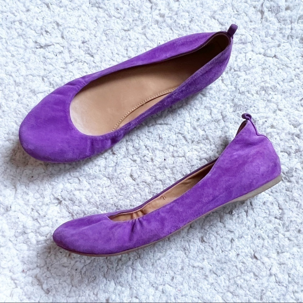 J.Crew Anya Suede Ballet Flats Size 7.5 Royal Purple Periwinkle Cushioned Work